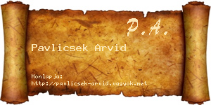 Pavlicsek Arvid névjegykártya